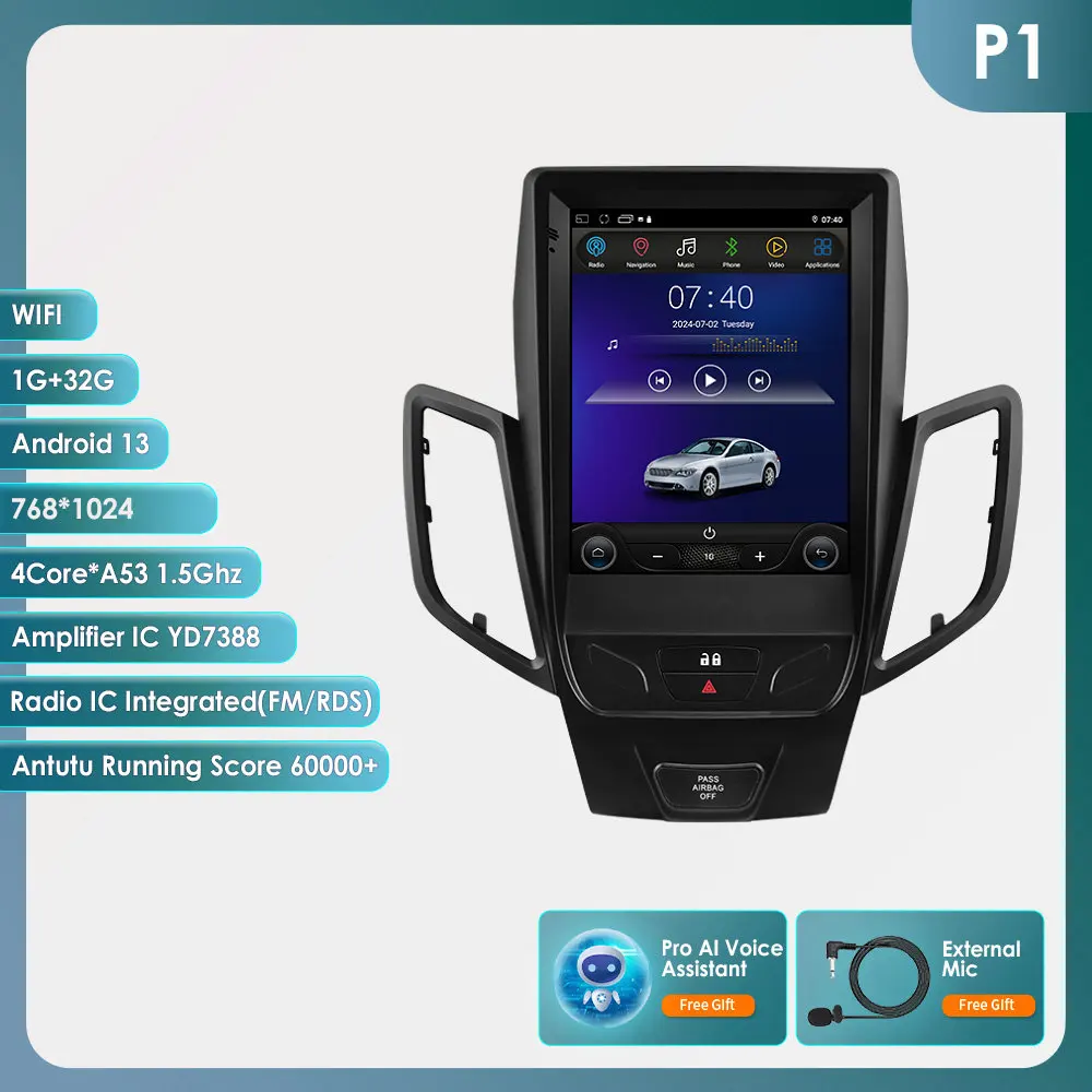 Hizpo 8Core DSP Auto Multimedia Speler voor Ford Fiesta MK7 2009-2016 Carplay 4G Autoradio RDS GPS WiFi AI Intelligente Systemen