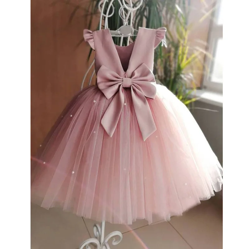 Princesa tul una línea vestidos de niña de flores vestidos de primera comunión cumpleaños regalo de Navidad boda fiesta desfile de pasarela