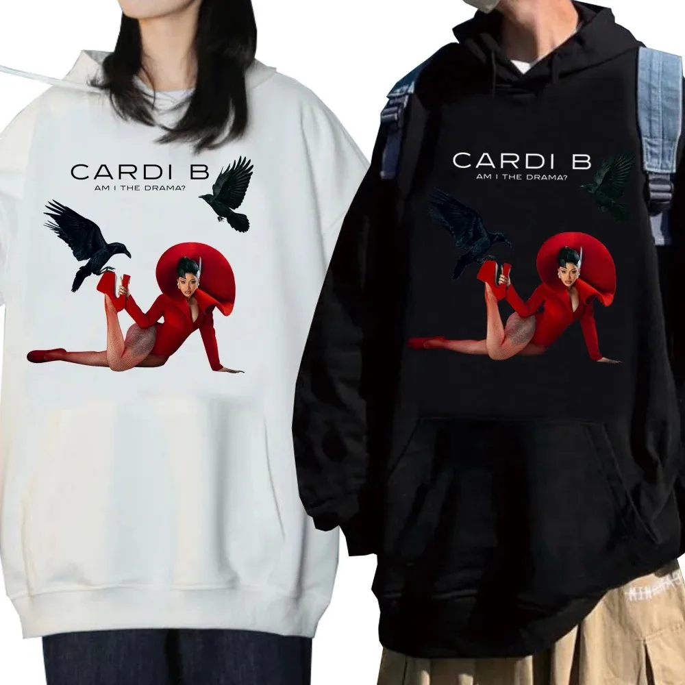 

Cardi B Am I The Drama Album Толстовка с графическим принтом Harajuku Хип-хоп Повседневный пуловер Мужчины Женщины Негабаритные топы в стиле Харадзюку Толстовка