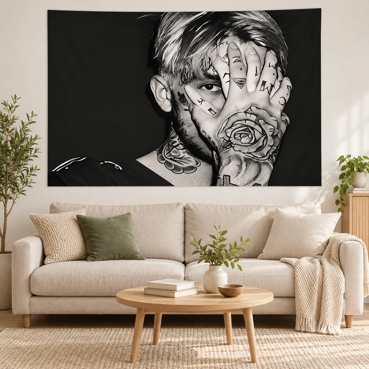 L-Lil P-Peep Seasonal Music Print Wall Tapestry, Festive Home Wall Hanging, Holiday Bedroom Living Room Decor, Home Decor Gift