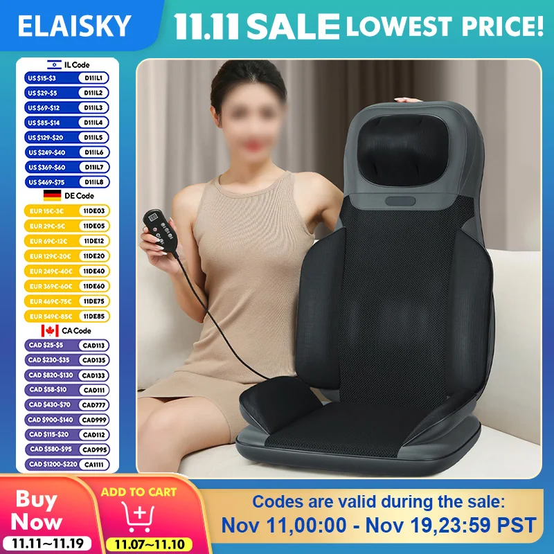 

Shoulder Neck Massager Full Body Massage Pad Waist Back Body Massage Electric Cushion Kneading Keating Pinching Massage Device