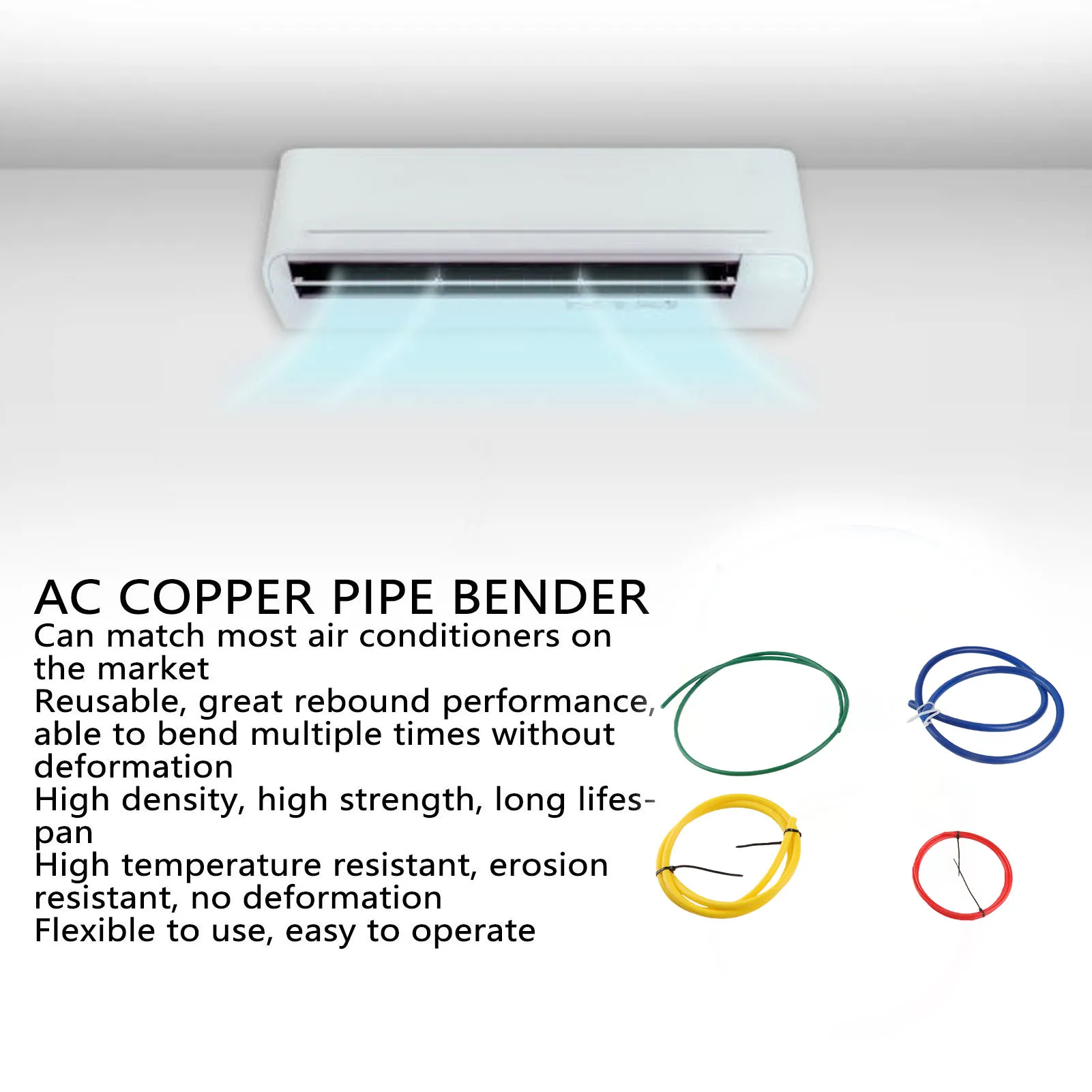 Built in Copper Pipe Bender 1.2m Length 1/4in 3/8in 1/2in 5/8in Air Conditioning Copper Tube Bending Strip for HVAC