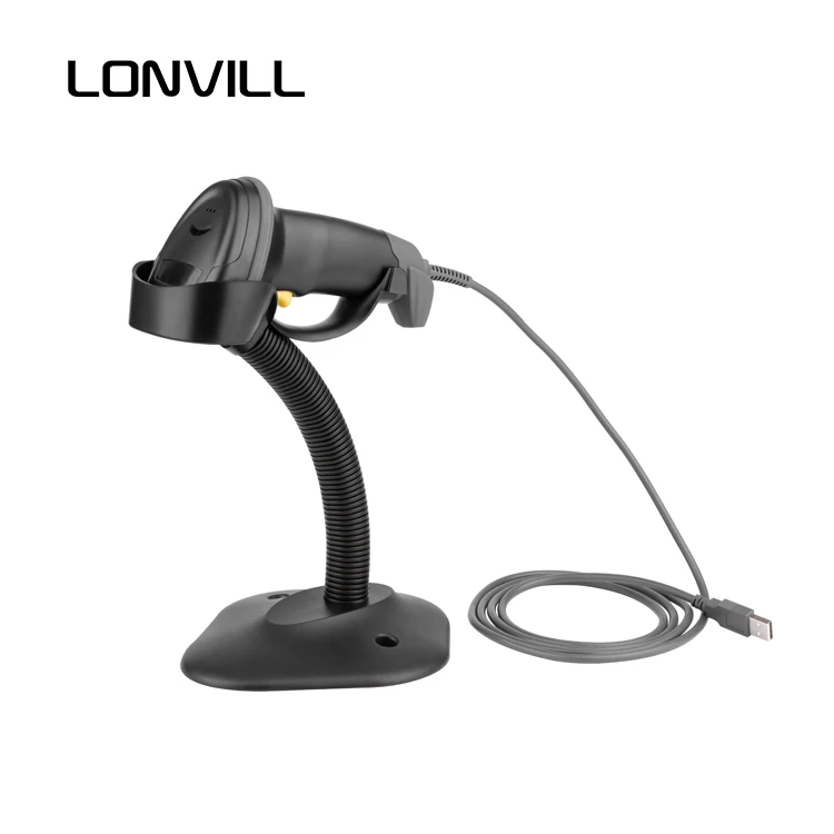 LONVILL 640x480 CMOS Wired 1D 2D QR Code Reader Handheld Barcode Scanner Wirh Stand