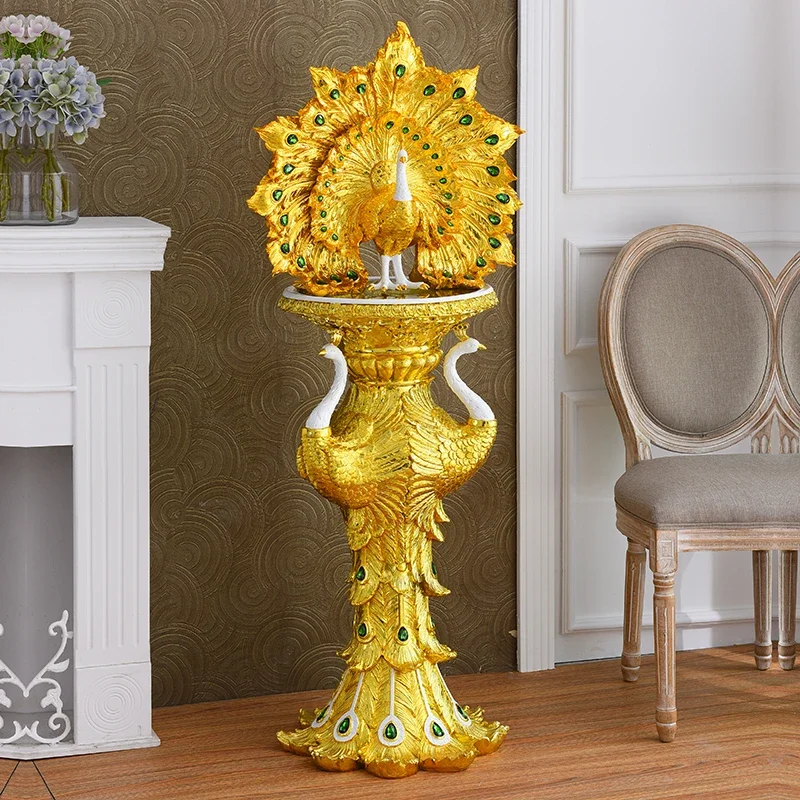 European luxury Roman column floor decoration, peacock screen opening, lobby, living room, porch, platform, soft decoration, hig
