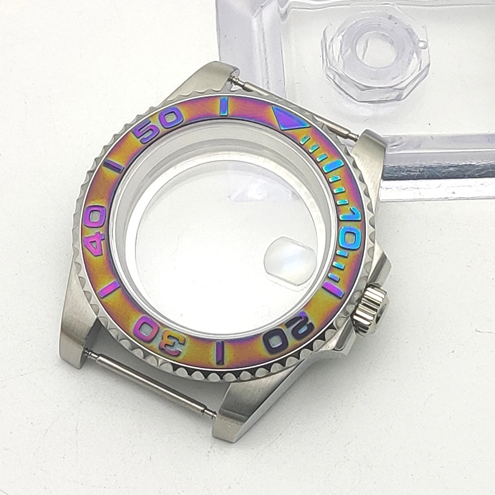 Caja automática de acero inoxidable para hombre de 40 mm, parte trasera transparente, mecánica resistente al agua, accesorios para reloj