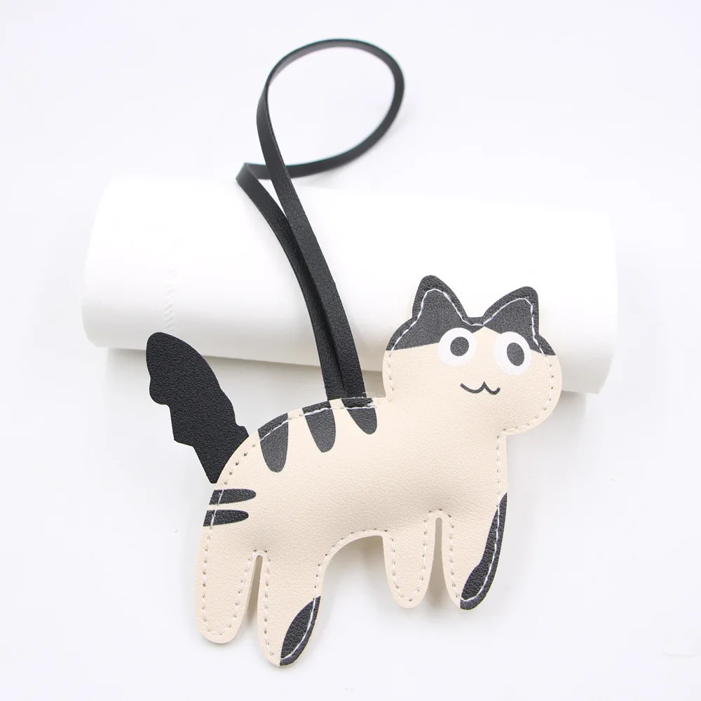 Cute Kitten PU Leather Backpack Charm, Next-Door Kitten Pendant, Clothing & Luggage/Bag Accessories, Small Ornaments