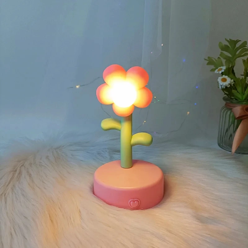 Mini luz de noche creativa con forma de girasol, lámpara de mesa LED, Lámpara decorativa para dormitorio, juguetes luminosos, regalos de Navidad