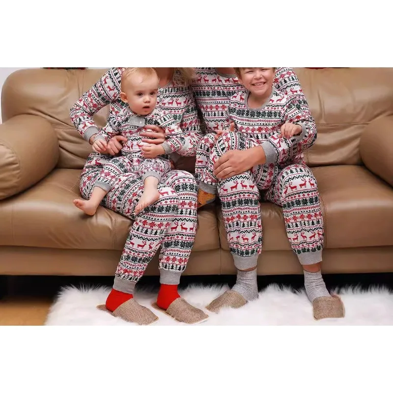 Pajama Set, Mom, Dad, Children\'s Set, Full Print Soft Pajama Set, New Year\'s Clothing, Christmas Gift, Family Set