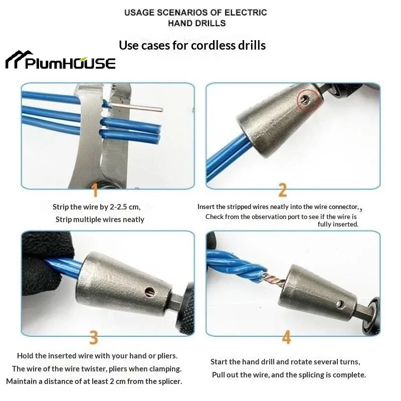 1/2Pcs Wire Twisting Tools Quickly Twister Electrician Artifact For Power Drill Drivers Twisted Connector Cable Device Tool