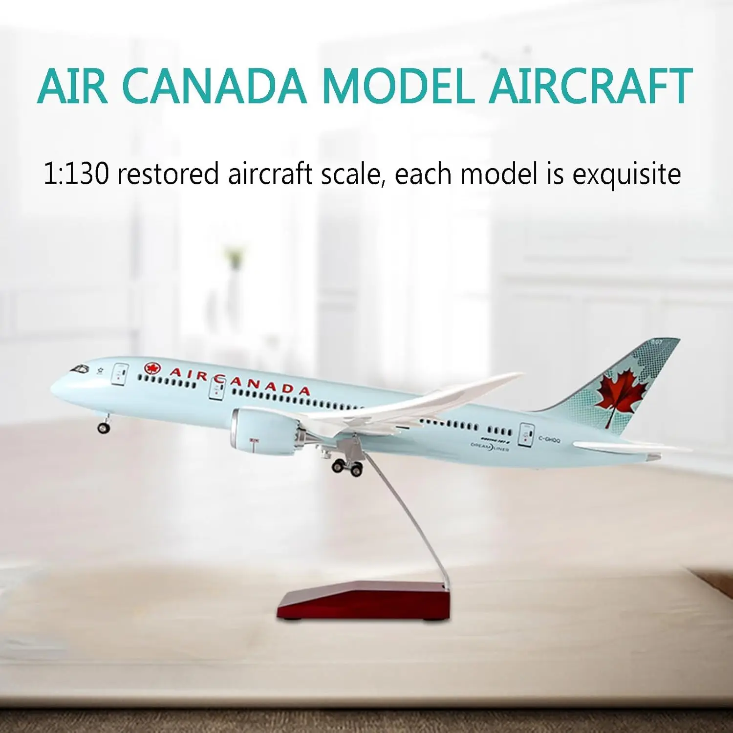 Modellino di Aereo B787 Air Canada per Bambini, Scala 1:43, con Luci e Carrello di Atterraggio, da Collezione