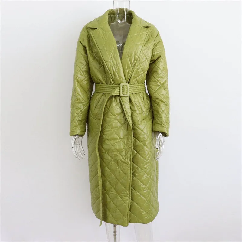 Autumn Winter Women Puffer Coat Fashion Oversized Maxi Robe Parka Lace-up Long Straight Cotton Jacket Casual Loose Outerwear