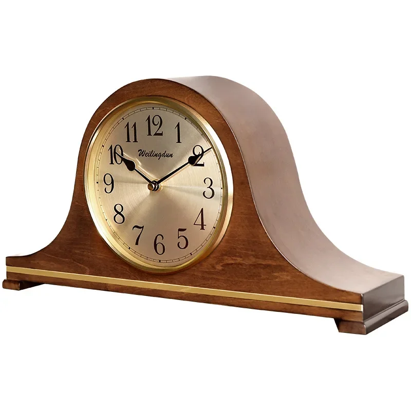 Simple desk clock Living room solid wood table pendulum Chinese clock