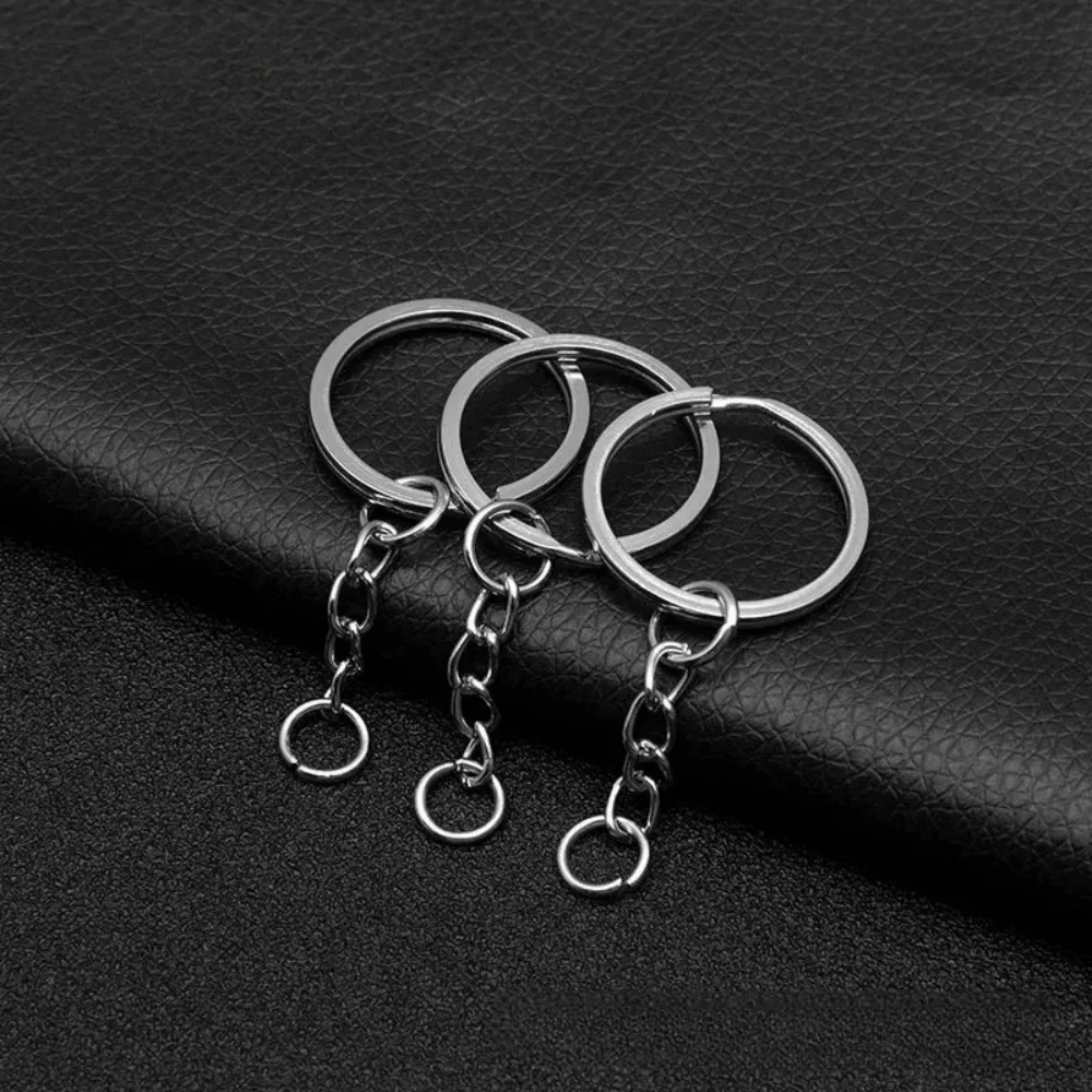 100pcs Silver Plated Metal Blank Keyring Split Ring Keyfob Key Holder Rings DIY Findings Making Keychain Accessories