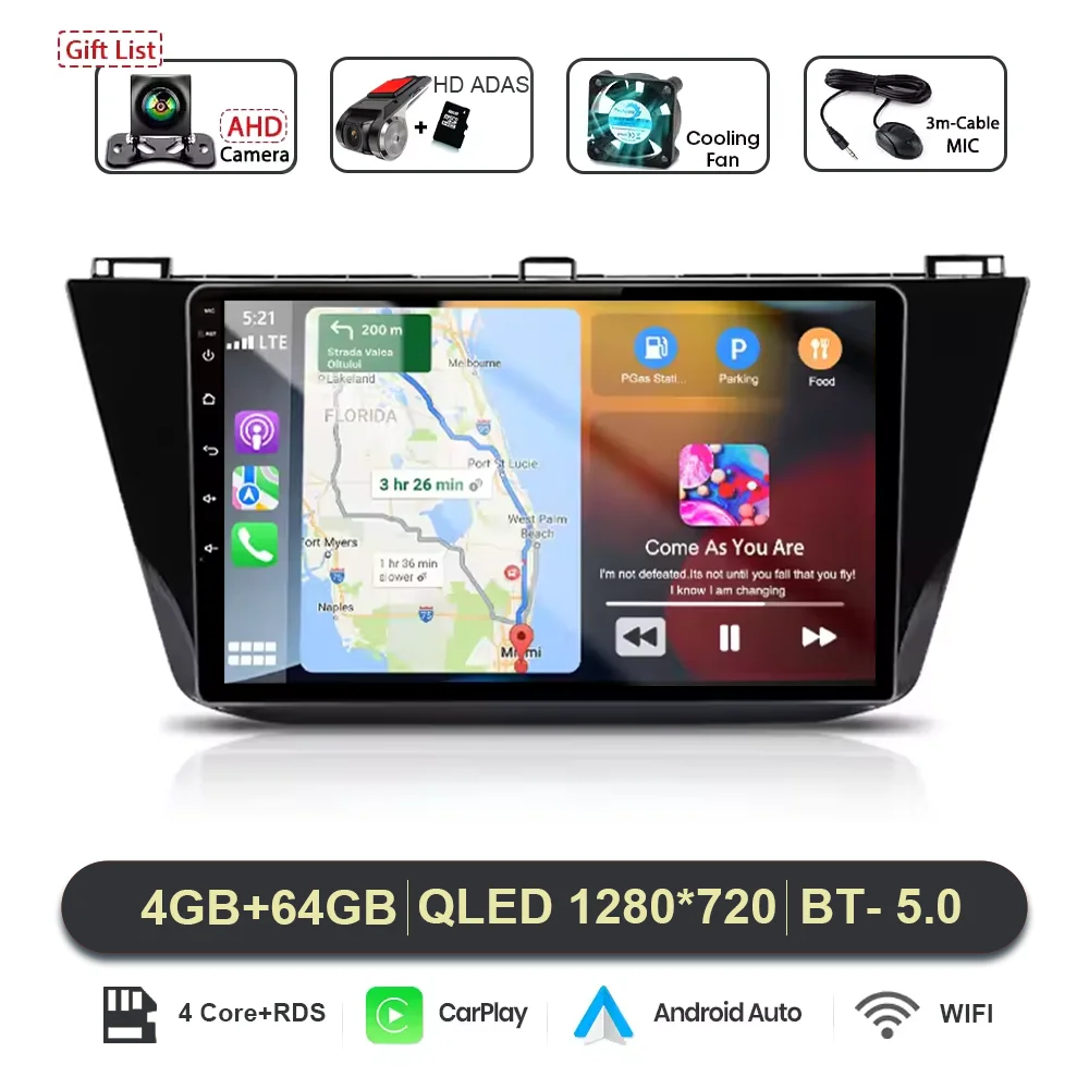 Android 15 Carplay Auto Radio Voor Volkswagen Tiguan 2 Mk 2016 2017 2018 2019 Multimedia Video Player Navigatie GPS stereo
