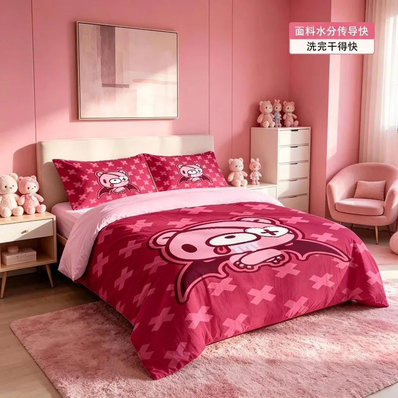 Gloomy Sweet Cool Dark Cartoon Pattern Four-Piece Set Creative Personalized Student Bed Sheet Quilt Cover Three-Piece Bedding