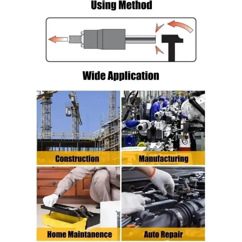 2025 Nuevo juego de extractores de tuercas de perno de impacto de accionamiento de 3/8 "Kit de extracción de tuercas de 13 piezas Juego de herramientas de casquillo con accionamiento hexagonal de 1/4"