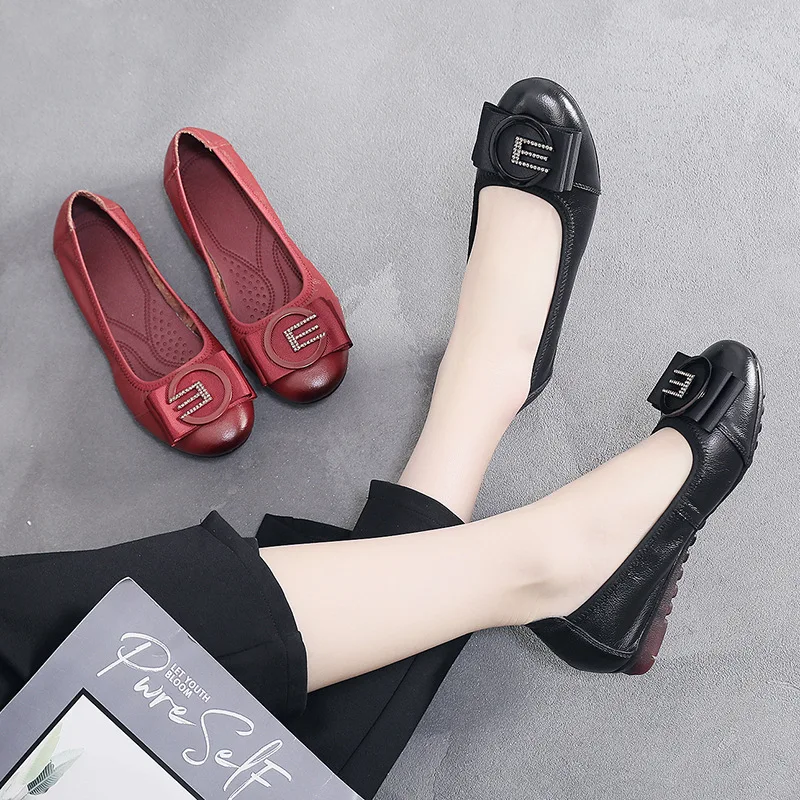 

Comfortable Flat Dance Shoes Spring Autumn Soft Bottom Four Seasons Women's Shoes Slip-On Casual Style Floral Pattern Breathable