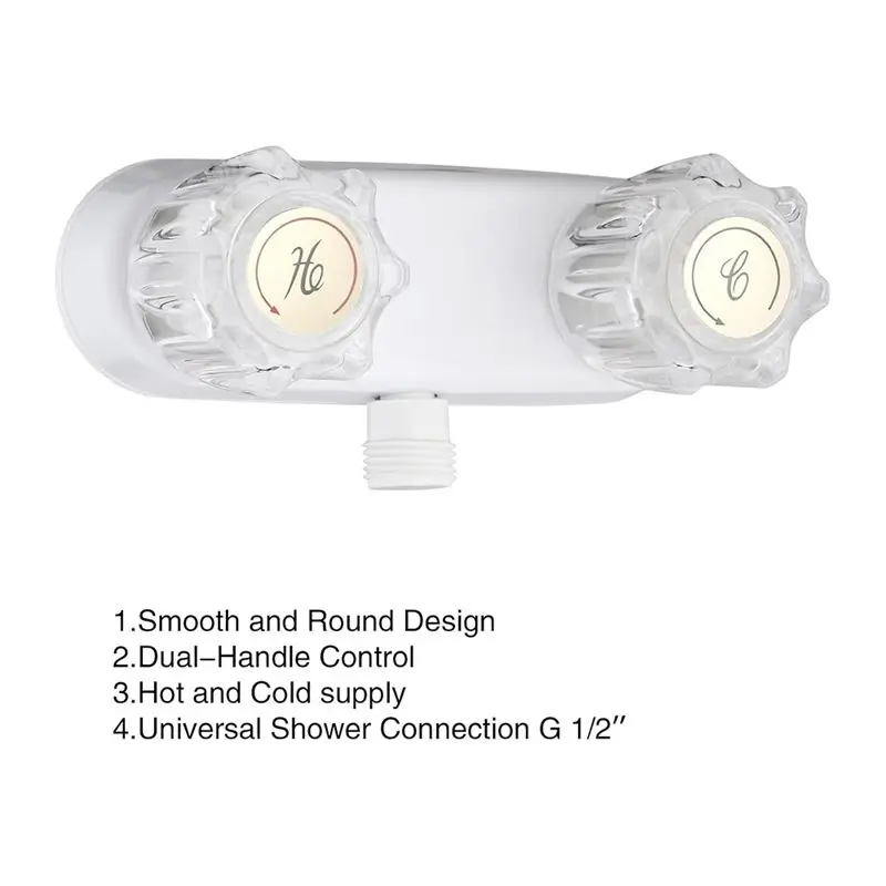 DT17 RV Shower Faucet, 4 Inch Dual Knobs Bathroom Shower Valve Diverter, Transparent Shower Accessories for Camper