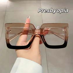 Luxury Brand Designer Big Frame Square Reading Sunglasses Women Men 2025 Fashion Vintage Reading Glasses Oversized Presbyopia