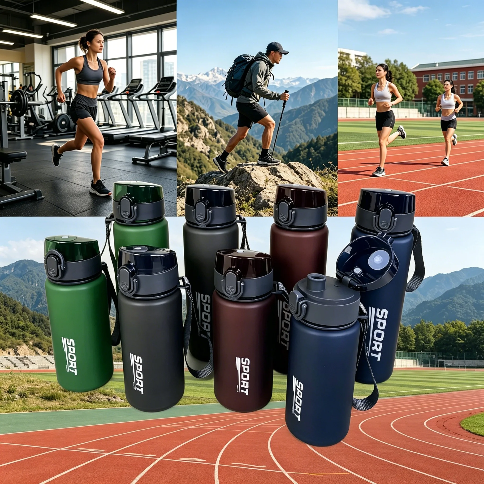 Sports Water Bottle Shaker Outdoor Travel Portable Leakproof Drinkware Tritan Plastic Drink Bottle BPA Free