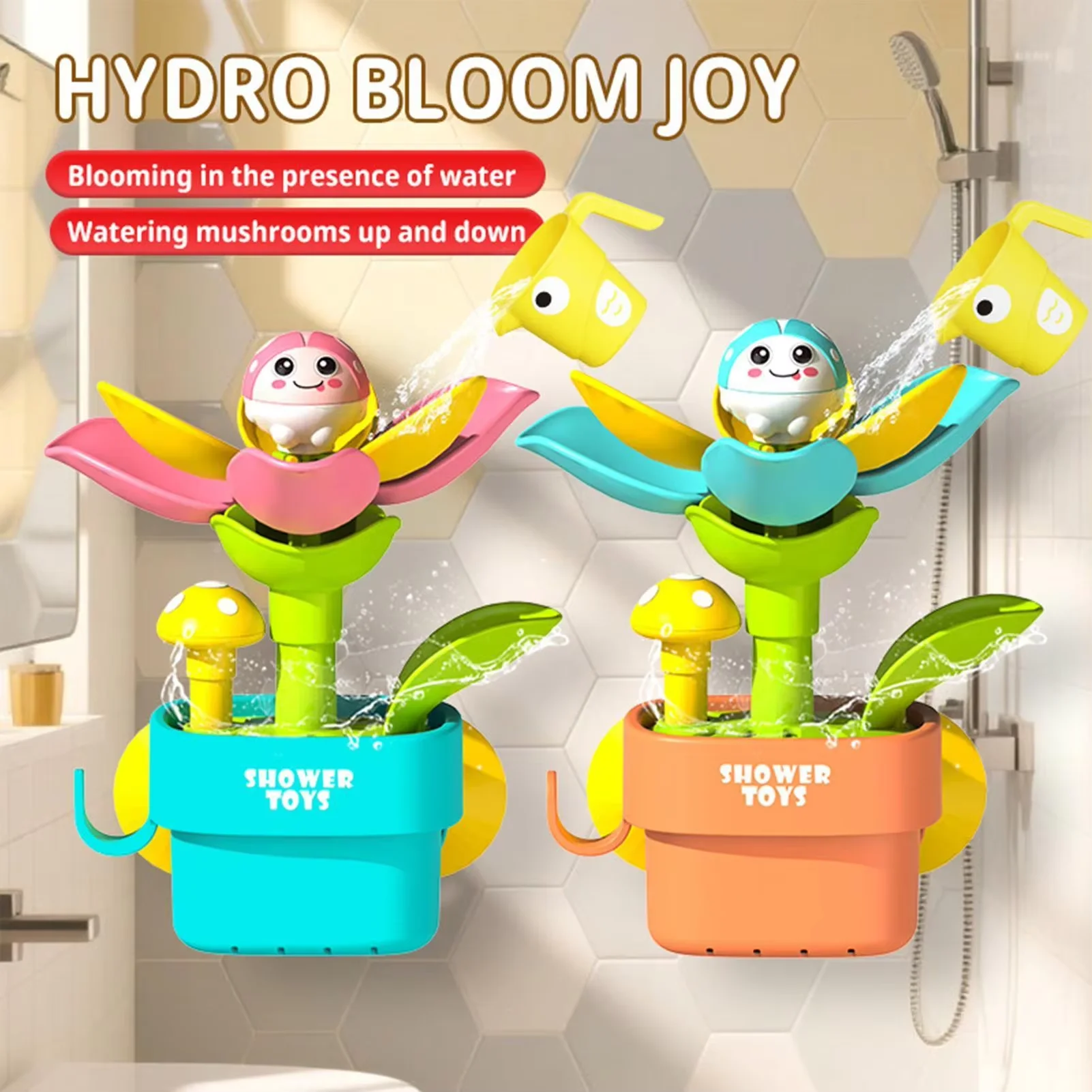 Bath Toys Water Spray Play Game with Watering Cup Suction Cup Bathroom Bath Toys for Kids Boys Girls Home Shower