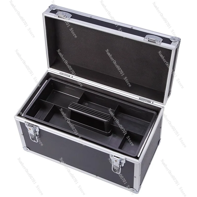 

Алюминиевый ящик для хранения с 2 замками, портативный, многослойный, с отделениями для инструментов и предметов