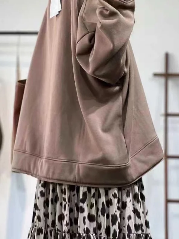 فضفاض Fce اصطف هوديي المرأة الخريف الكورية Sle عارضة خمر Faion مريحة البلوز جولة Ne Long Sve