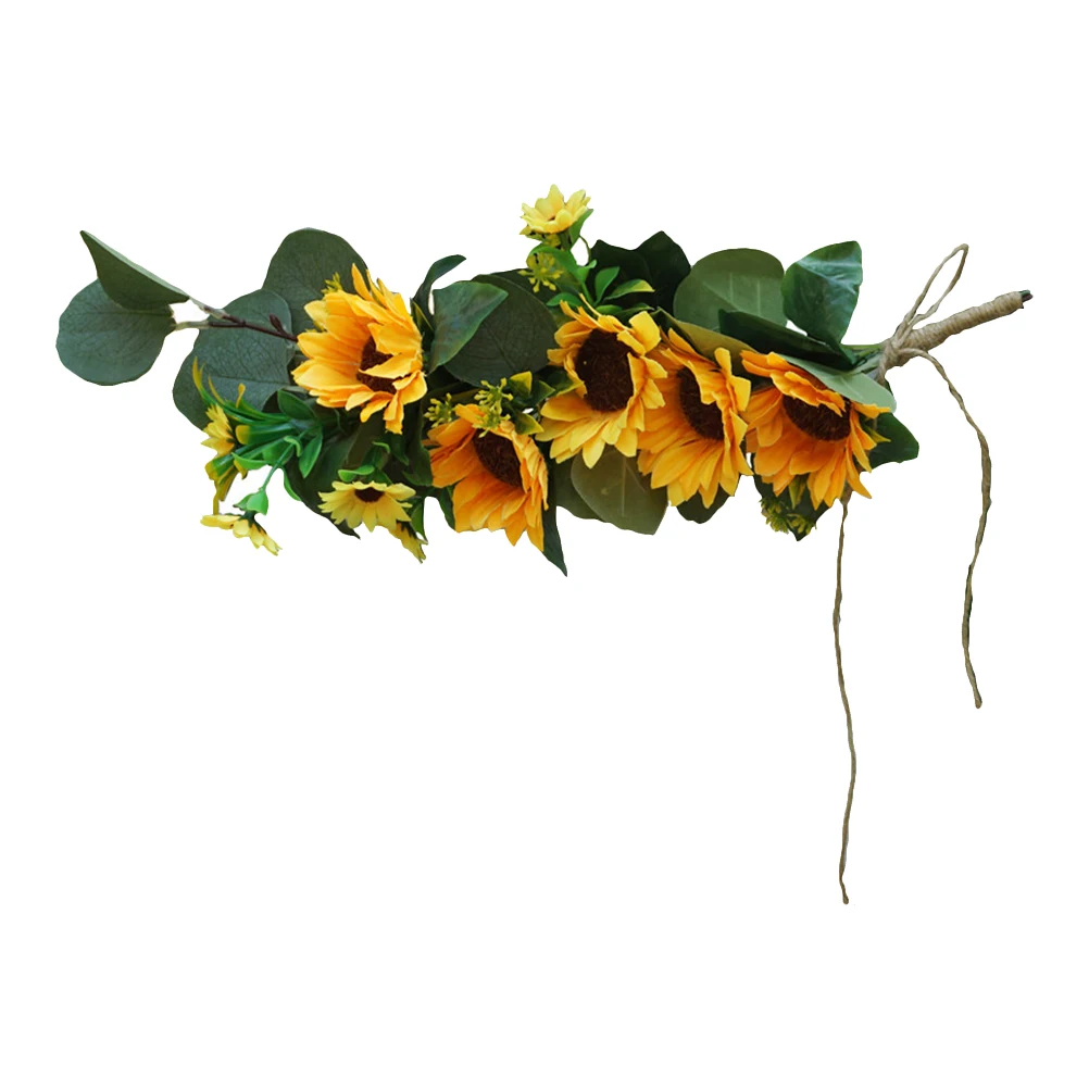 

1pc Silk Simulated Chair Back Flower Artificial Sunflowers Decorative Faux European Style Wedding Party Chair Decor Realistic