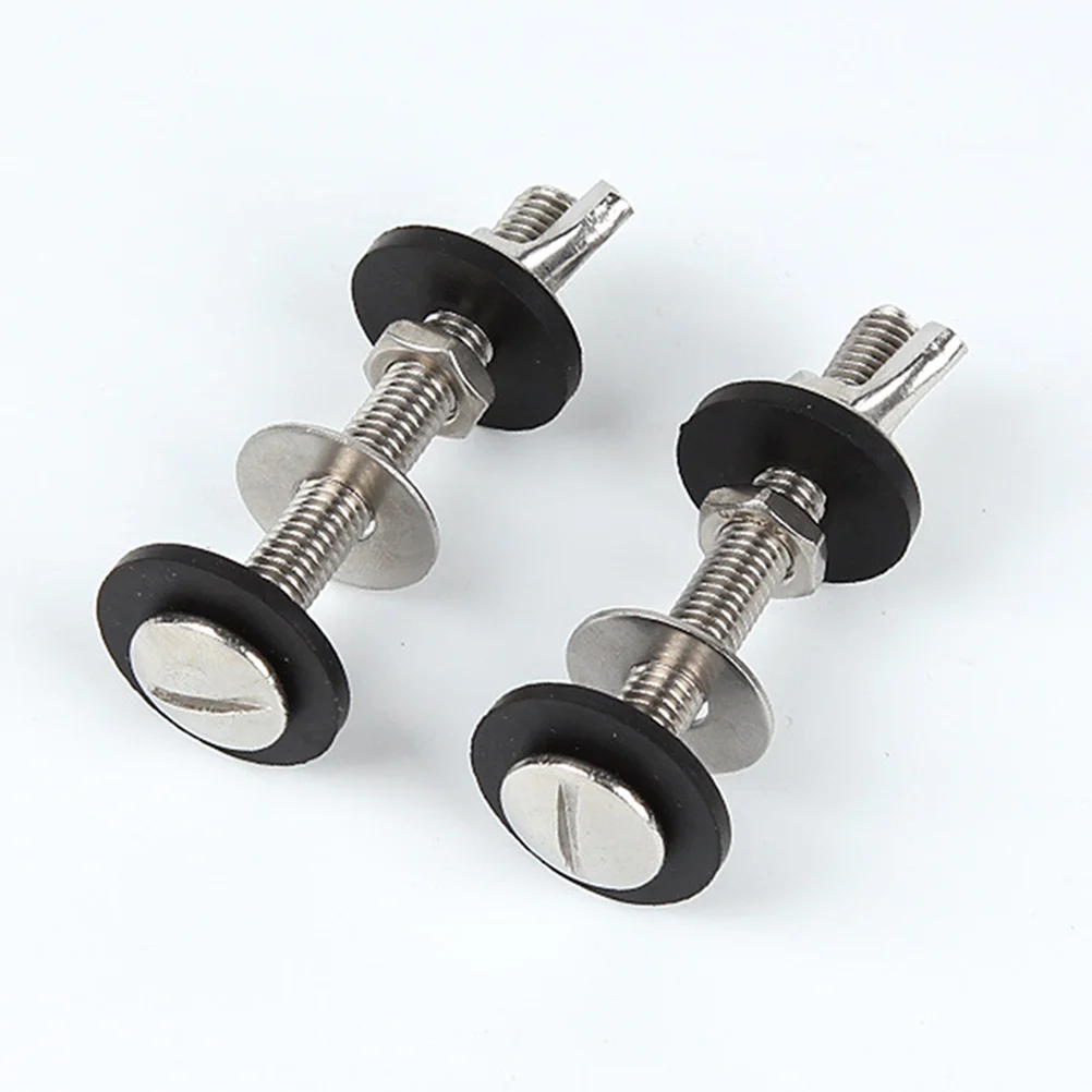 

2Sets Toilet Bolts Stainless Steel Replacement Parts Durable Lock Nuts Washers Toilet Tank Seal for Home Restaurant Office
