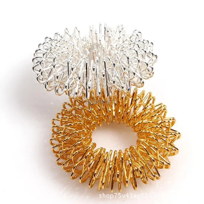 Anel de massagem de dedo de aço inoxidável 10 tamanhos, anel de acupuntura, terapia, relaxamento, circulação sanguínea das mãos, alívio da dor, cuidados de saúde