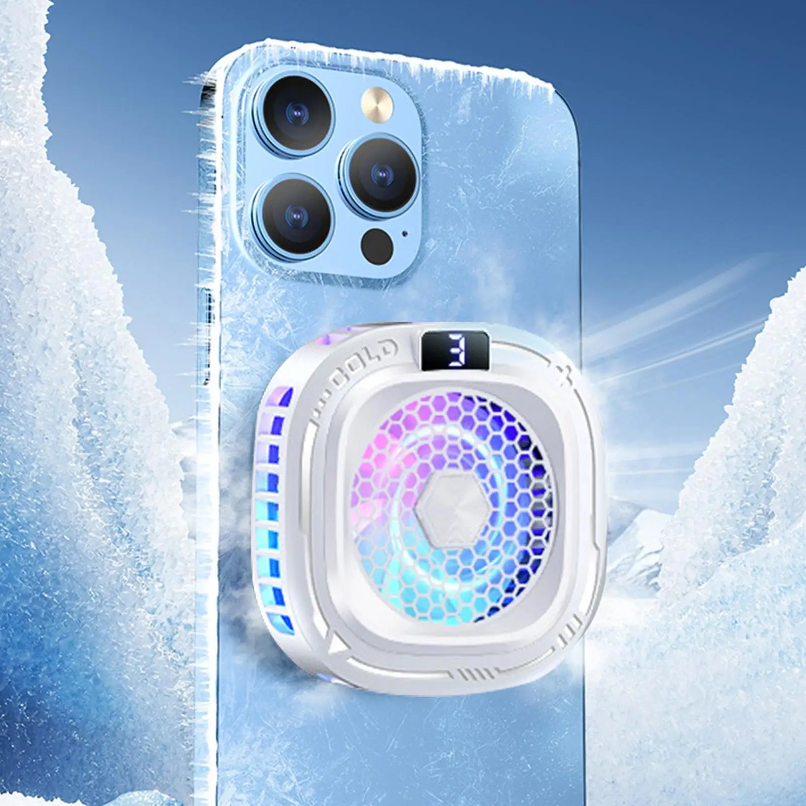 スマホクーラー-10w-静音磁気ヒートシンク-3段階調整-rgbライト付き-携帯電話用ヒートシンク-ゲーム、ライブ配信、動画撮影に