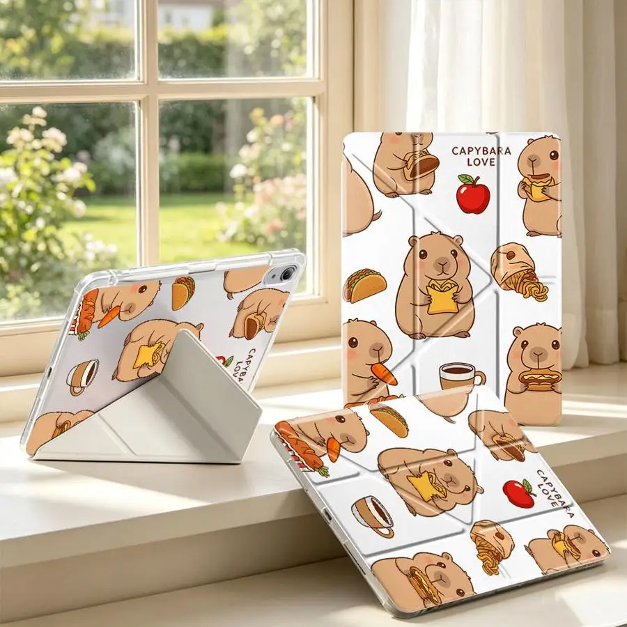 Cute Capybara Tablet Case For Samsung Galaxy Tab S9 Plus A9 Plus S7 FE A11 A8 S10 Lite S8 With Pen Slot Cover