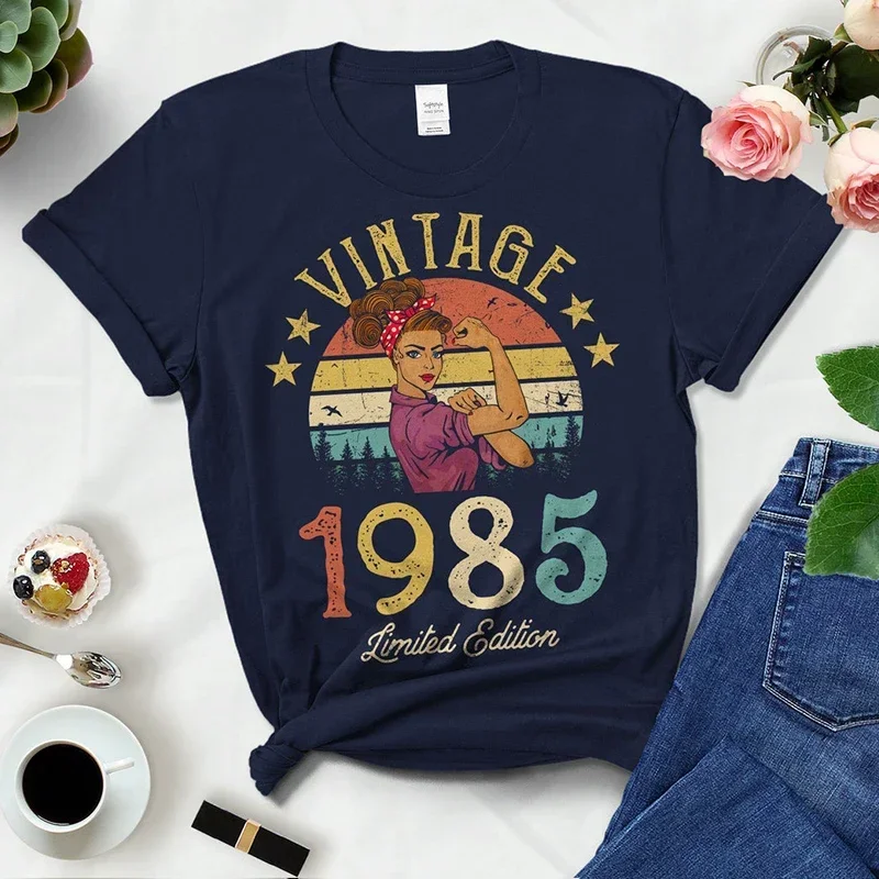 

Vintage1985WomenTShirt39th39YearsOldBirthdayPartyGiftMomWifeGirlfriendTshirtRetroTopBlackClothesDropshipping