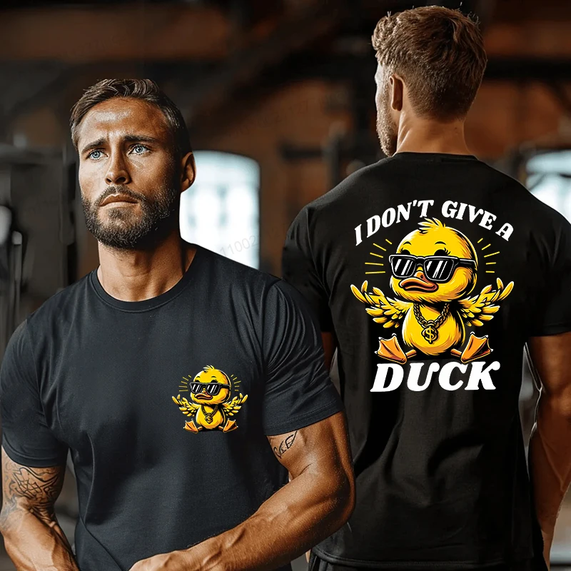 Cartoon Duck Print Men's T-shirt Street Style Men's Clothes Fashion Short-sleeved Top Summer Daily Casual Men Short Sleeve Tops