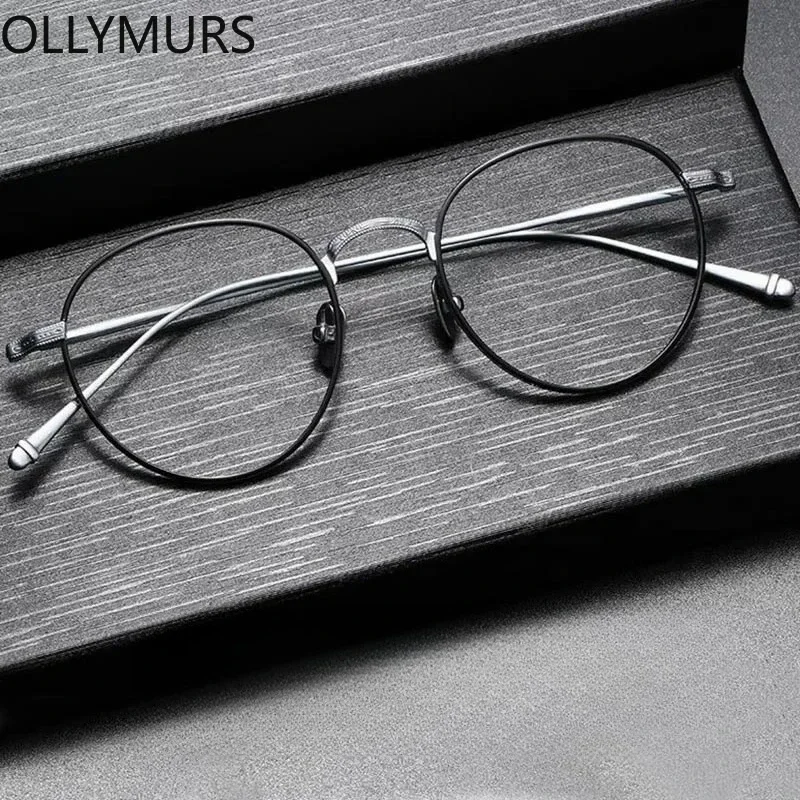 

OLLYMURS Ultralight Titanium Eyeglasses Men Women Fashion Round Full Rim Optical Glasses Frame Prescription Spectacle M3085