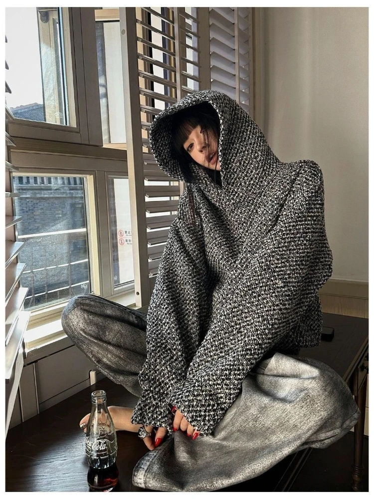 Y2k-Sudadera con capucha Vintage americana para mujer, ropa de calle de manga larga, sudadera informal de Color puro, estilo Retro Punk, moda de otoño 2025