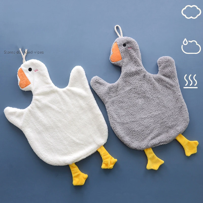 Cute Towels Goose Wipe Hand Towel Hanging Towel Bathroom Supplies Absorbent Cloth Dishcloths Hanging Cloth Kitchen Accessories