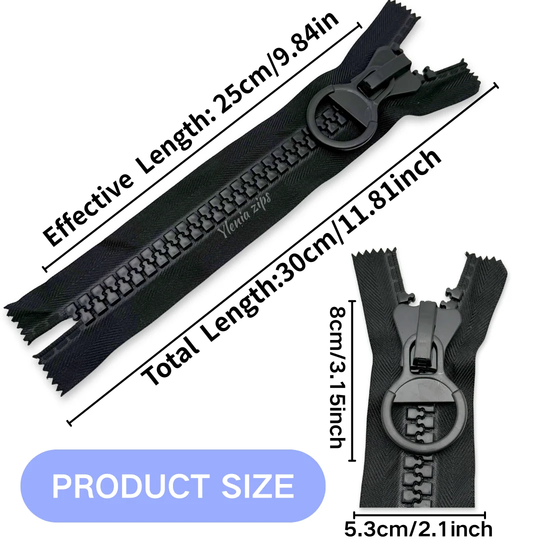 1pcs Oversized Resin Zipper, 25cm with 32 Teeth, Suitable for All Kinds of Bags, Cosmetic Bags, a Variety of Colors Available