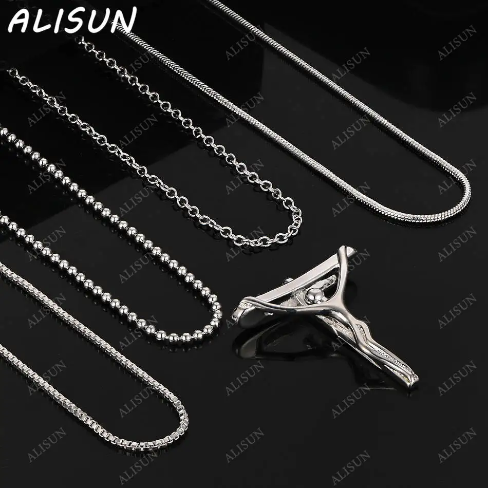 

ALISUN 40-75cm 925 Sterling Silver Cross Pendant Necklace For Women Men Creativity Gifts Street All-match Party And Daily Wear