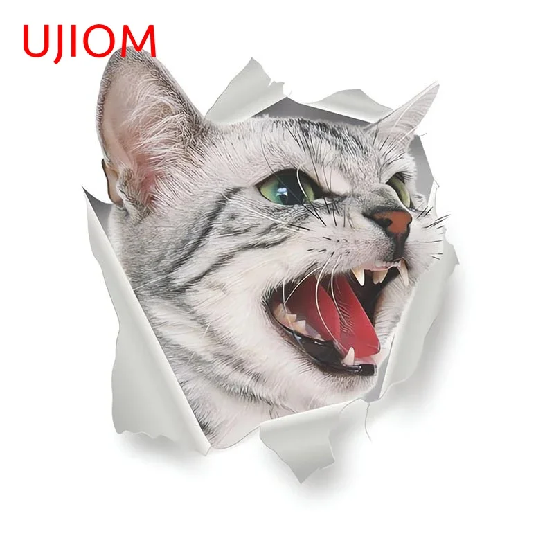 UJIOM 13cm X 11cm Tearing Cat Fierce Wall Decal Vinyl Room Decor Sticker Illustration Poster Decoration Locker Cupboard Dress Up