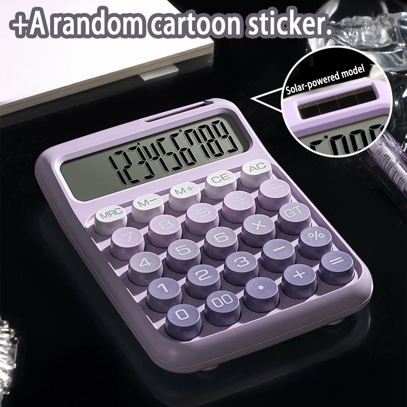 Dual-Power Gradient Color Calculator 12-Digit Wide Display Flexible Keys Large Size Solar & Battery Operated for Business Use