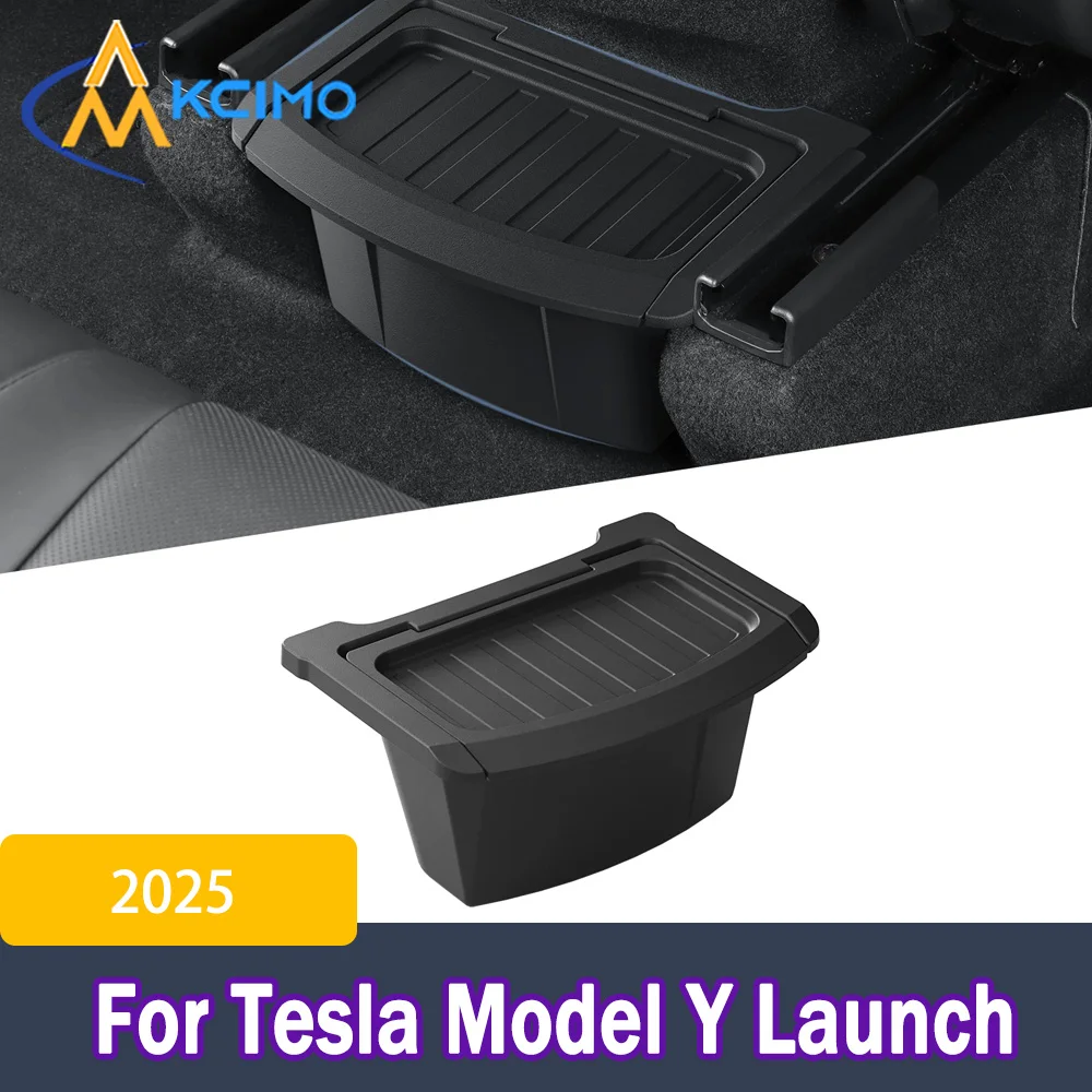 

Armrest Rear Storage Box for Tesla Model Y Launch 2025 Juniper Black TPE Tray Tidying Accessory (Not Fit Berlin Version)