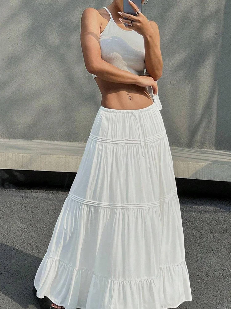 Vestido casual de 2025 de verano con cintura elástica de estilo suave y dulce de cintura alta para acampar pastel de hada y2kdress