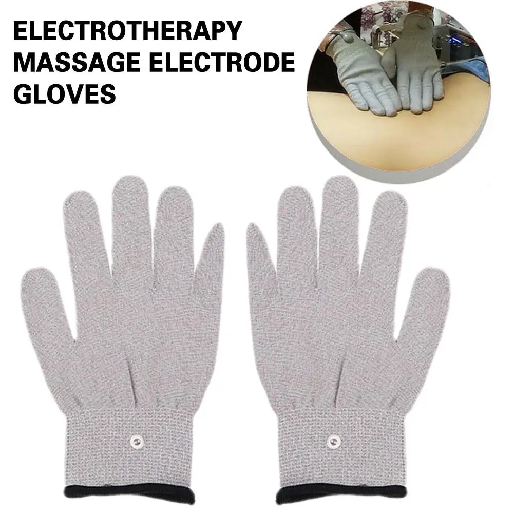 Guantes conductores de terapia de electrodos de fibra de plata, unidad de electroterapia para fisioterapia, rehabilitación de alivio muscular, 1 par