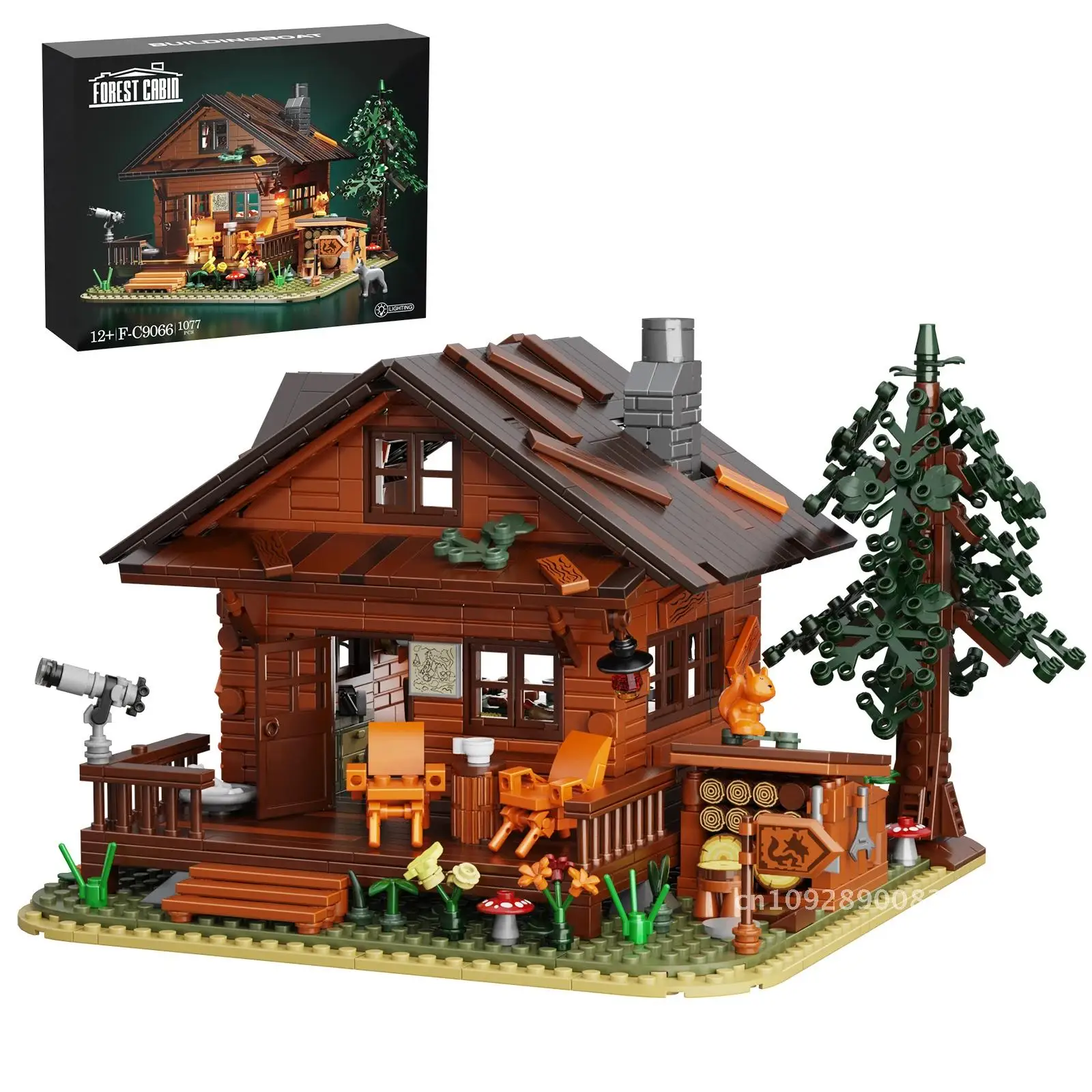 2024 ใหม่ Forest Cabin Building Block ชุดไอเดีย Street View House อิฐของเล่นรุ่น Hut 1077 PCS กรอบสถาปัตยกรรม Light Kit