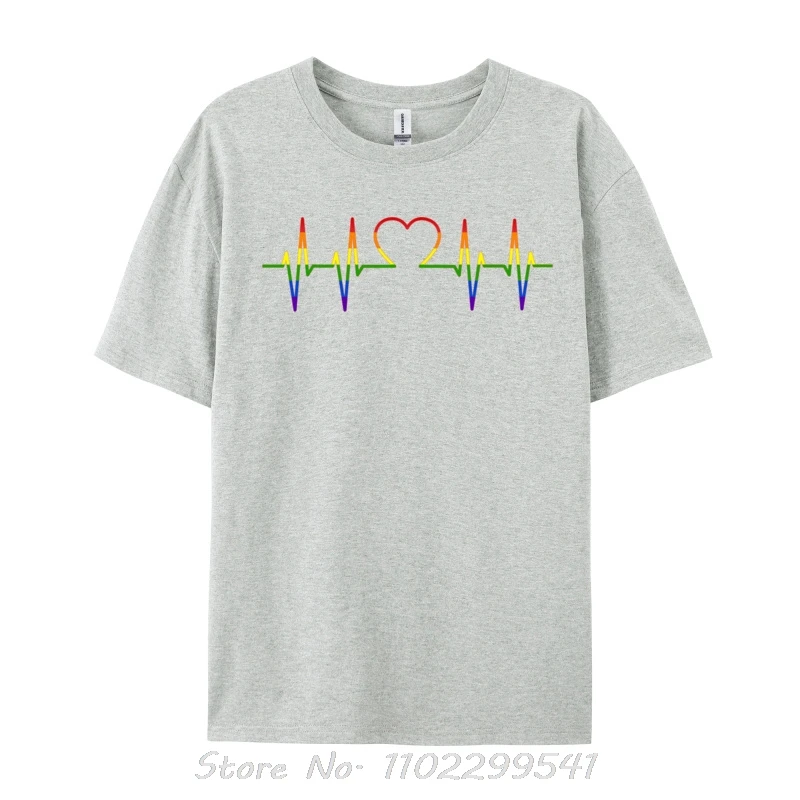 Csd Gay Pride Love Wins Queer Rainbow Heartbea Lgbt Fitness T-shirt Tees T Shirt Croissant Heartbeat Ecg Heart Rate Tops TShirt