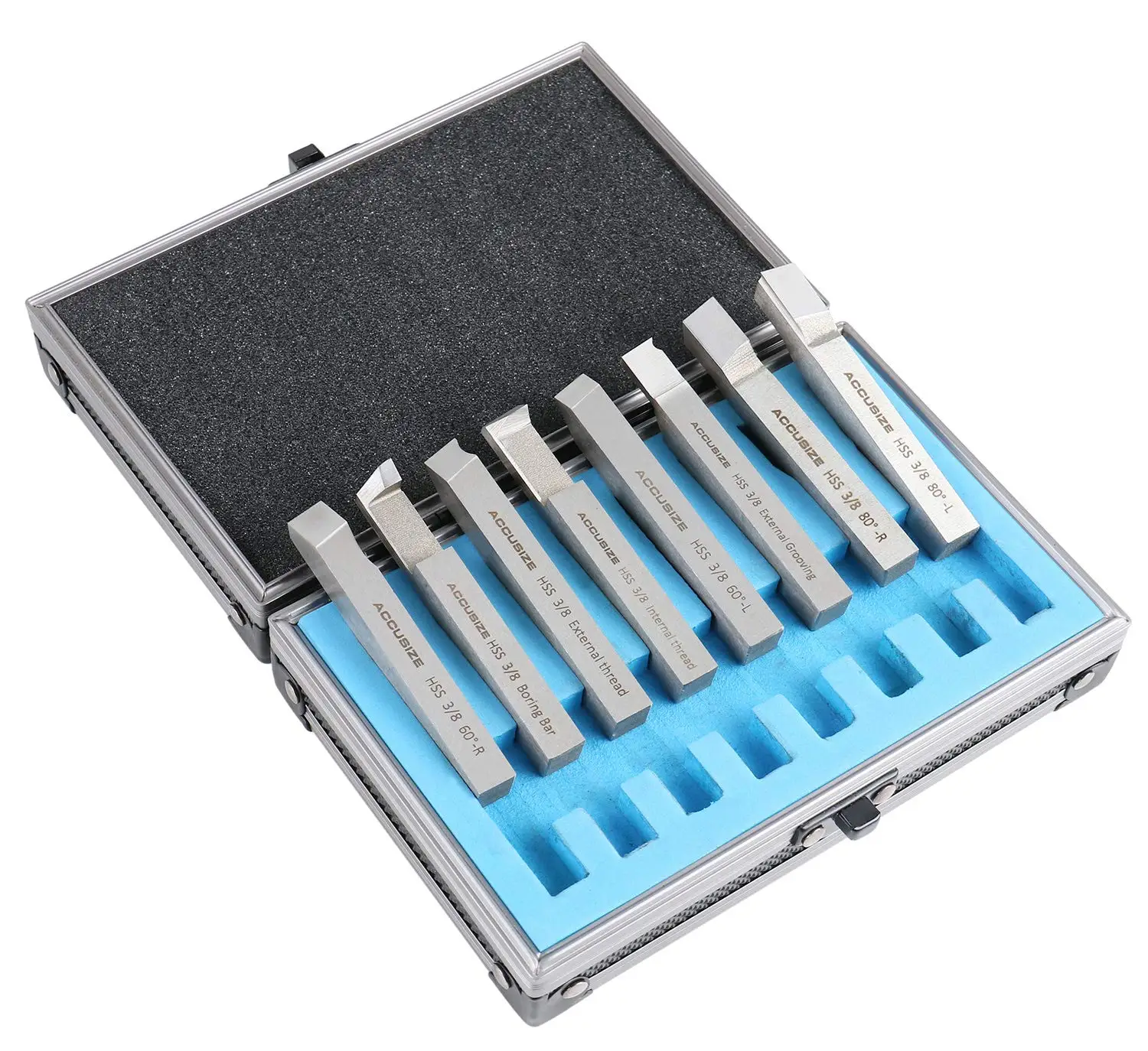 

3/8'' 8-Piece HSS Tool Bit Set, Pre-Ground for Turning and Facing Work, High-Quality Industrial Tools