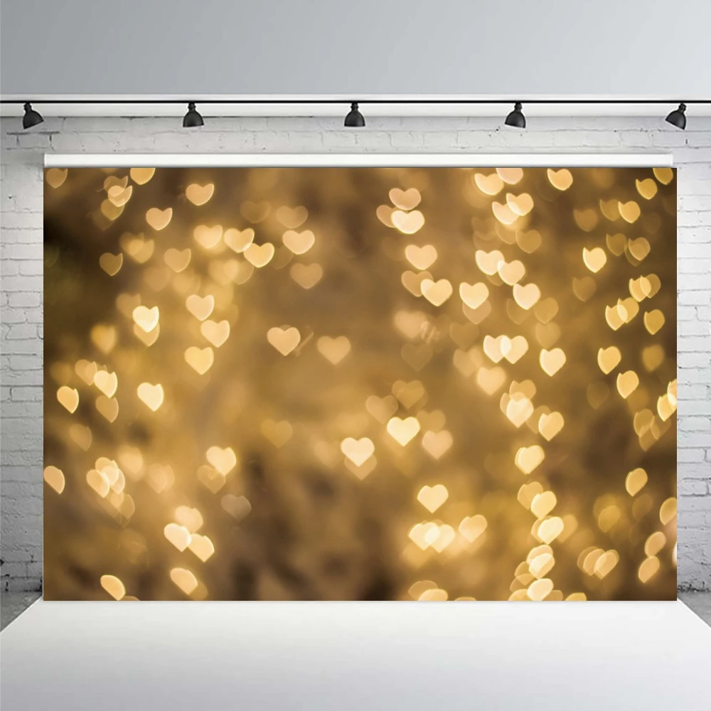 Valentine's Day Background Yellow Flash Love Wall Bride Shower Child Newborn Birthday Wedding Party Decor Photo Backdrop ﻿Studio