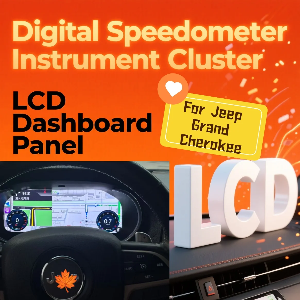 

12,3-дюймовый цифровой приборный кластер для Jeep Grand Cherokee 2014 2015-2018, приборная панель, спидометр, ЖК-дисплей Carplay Android Auto