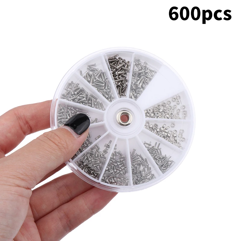 600pcs/set Universal Micro Glasses Sunglass Watch Spectacles Screws Nuts Screwdriver Repair Parts Kits Tool Box